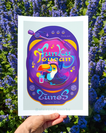 Funky Toucan Tunes Art Print