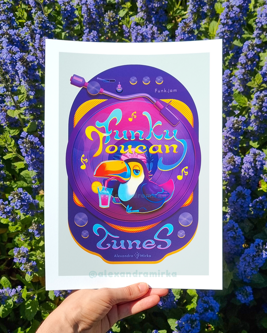 Funky Toucan Tunes Art Print